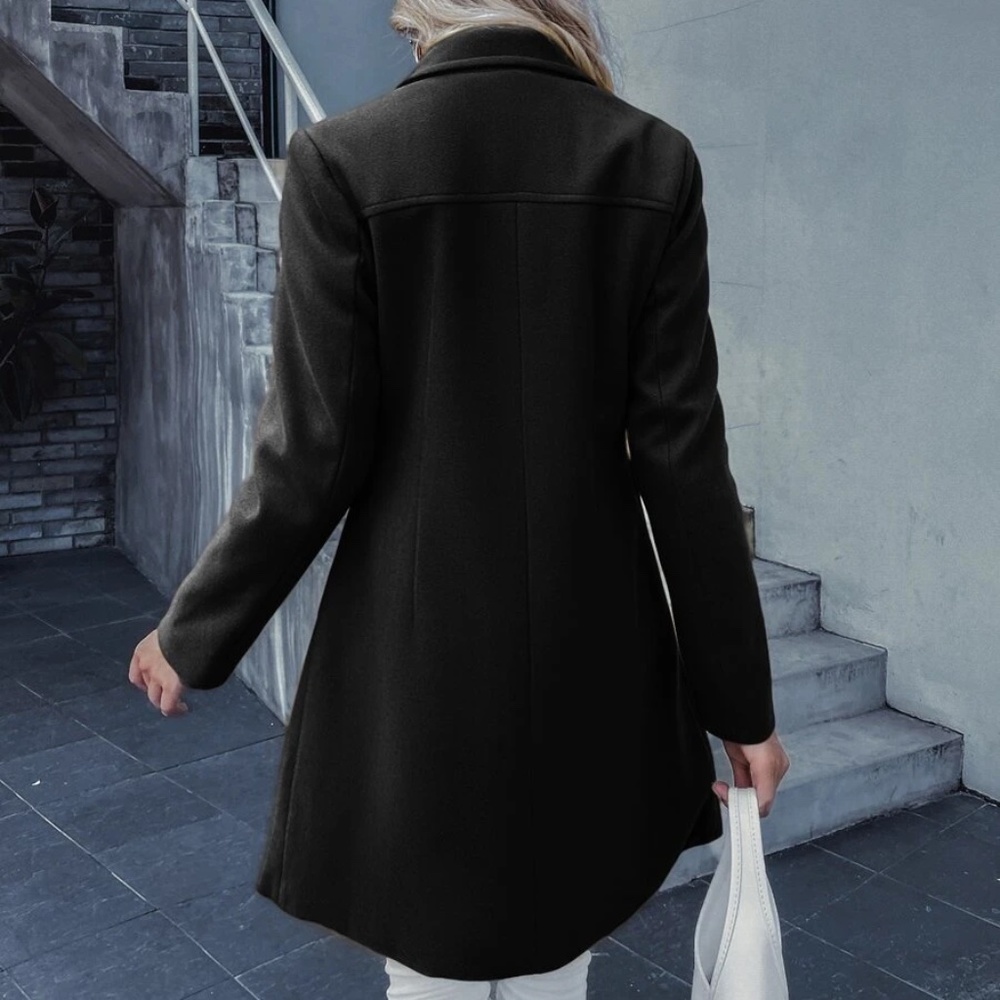 Classic button double breast trench pea coat Jacket - Picture 7 of 10